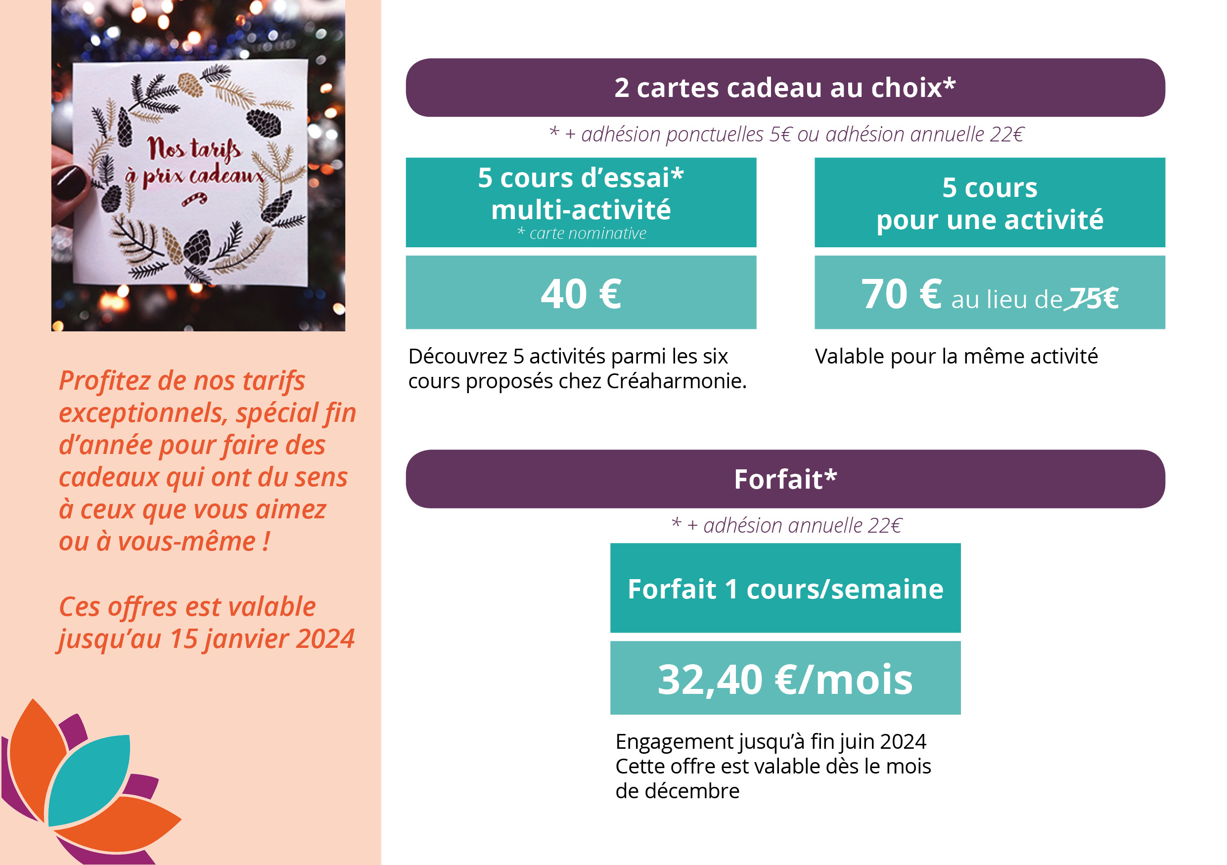 Tarif Décembre 2023 site